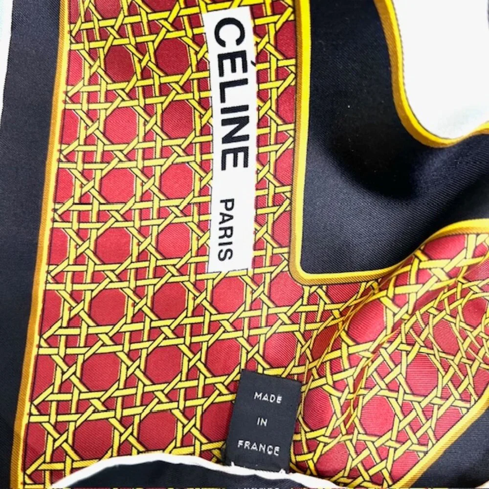 CELINE Paris 100% Silk Satin Scarf 34